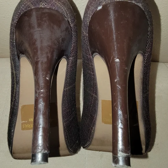 Womens brown plaid heels - Picture 7 of 9